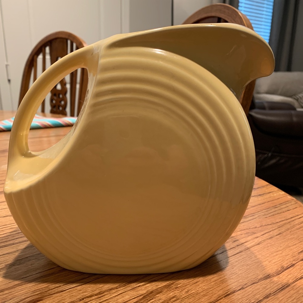 Fiestaware yellow disc pitcher